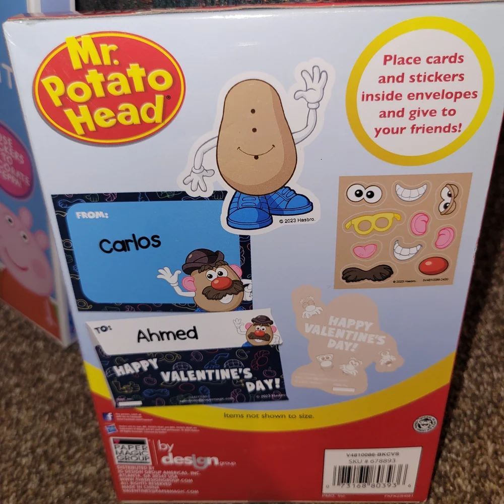 Peppa Pig and Mr. Potato Head Sticker Activity Valentines